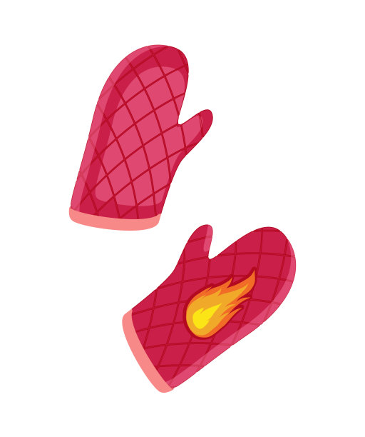 一对烤箱手套，矢量徽章卡通风格图片下载