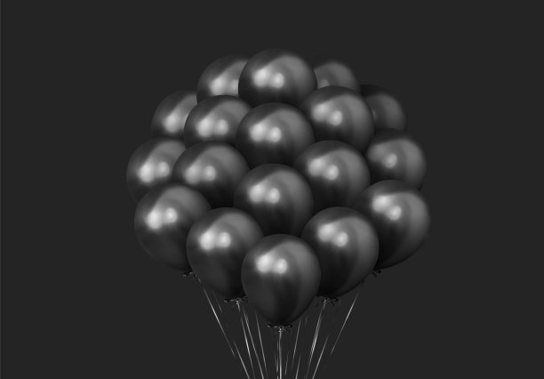 气球束现实孤立的黑色背景图片下载