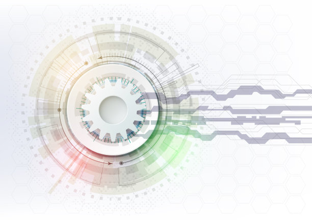 现代和未来的技术与3d白纸齿轮电路板。工程数字电信概念。图片下载