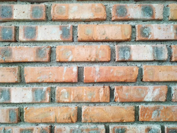 特写的砖墙与灰色灰浆图片下载