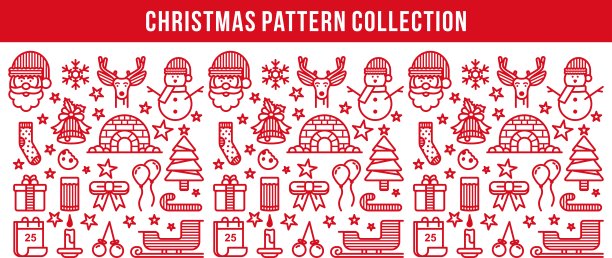 红色的圣诞图标和图案图片下载