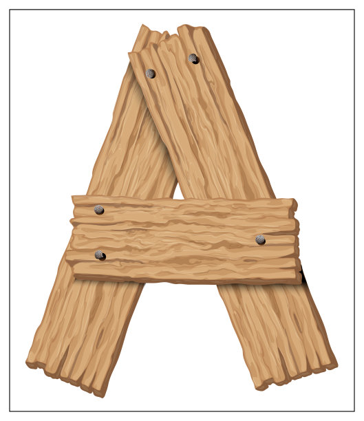 孤立的矢量木字母在白色的背景。图片下载