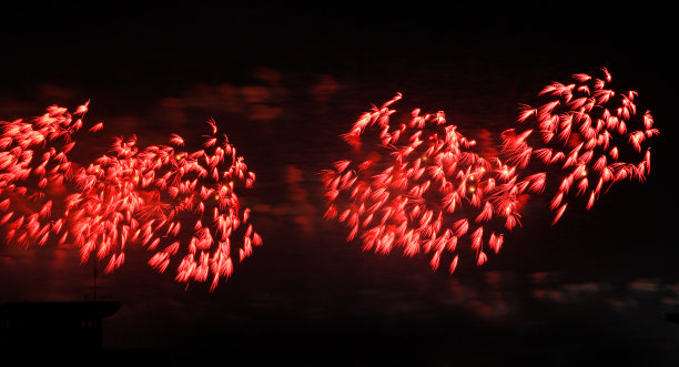 五颜六色的烟花在夜空中表演，庆祝新年的烟花图片下载