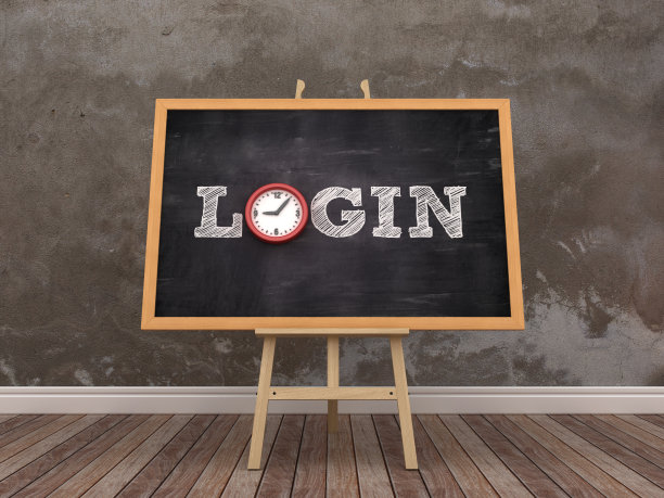 画架与登录字和时钟在房间- 3D渲染图片下载