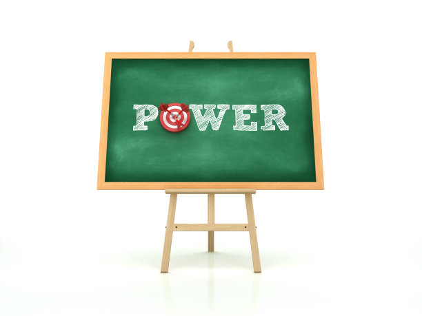 画架与权力字和目标黑板框架- 3D渲染图片下载