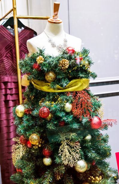 购物中心的圣诞时装模特图片下载