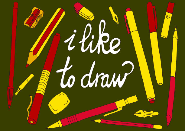 艺术用品。矢量插图。手绘图片下载