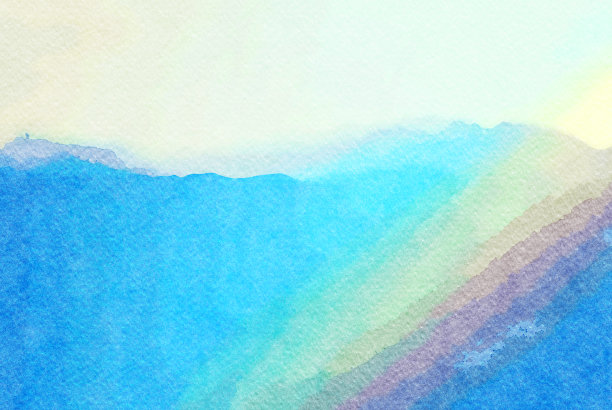 水彩画的山地平线图片下载