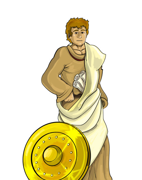 卡通场景与罗马或希腊古代人物的战士或角斗士在白色的背景图片下载