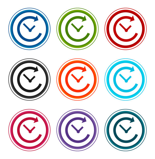 历史图标平面圆形按钮设置插图设计图片下载