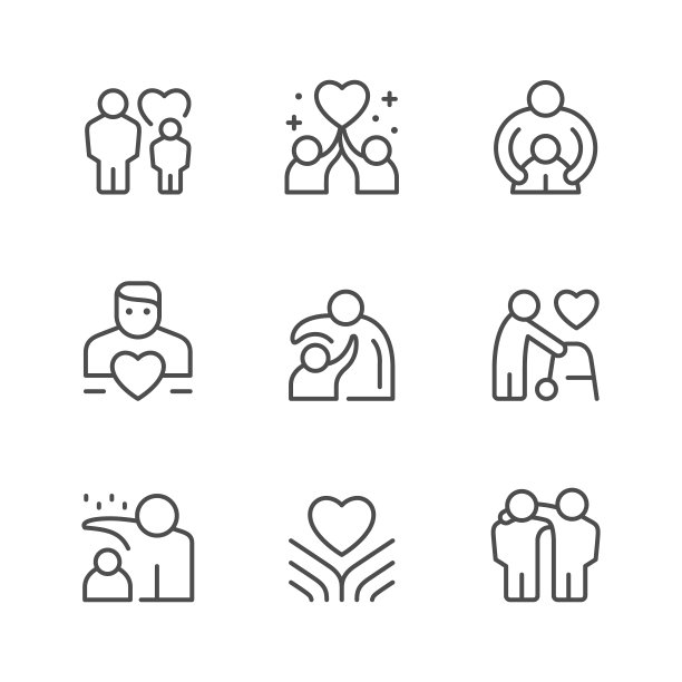 设置关心和支持的线条图标图片下载