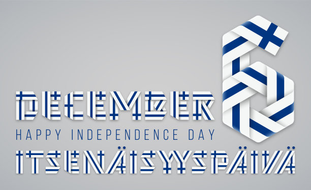 12月6日，芬兰独立日庆祝设计，采用芬兰国旗颜色。矢量插图。图片下载