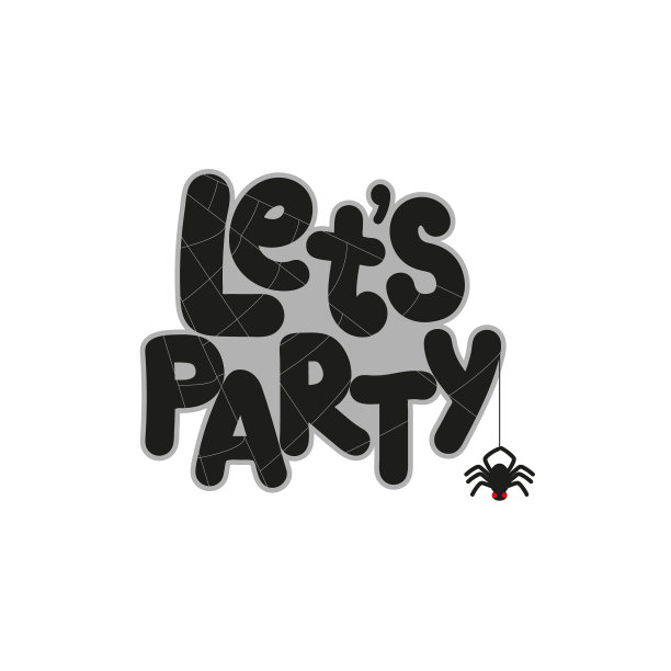 手绘字母让我们聚会吧。万圣节派对海报与蜘蛛和网。孤立在白色背景上。万圣节元素为卡片、贴纸、海报、横幅设计。矢量图图片下载