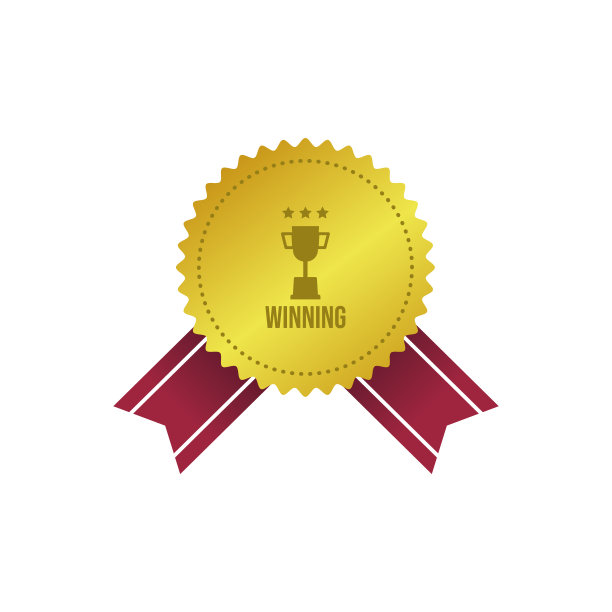 徽章奖励矢量图像。金奖得主徽章矢量设计图片下载