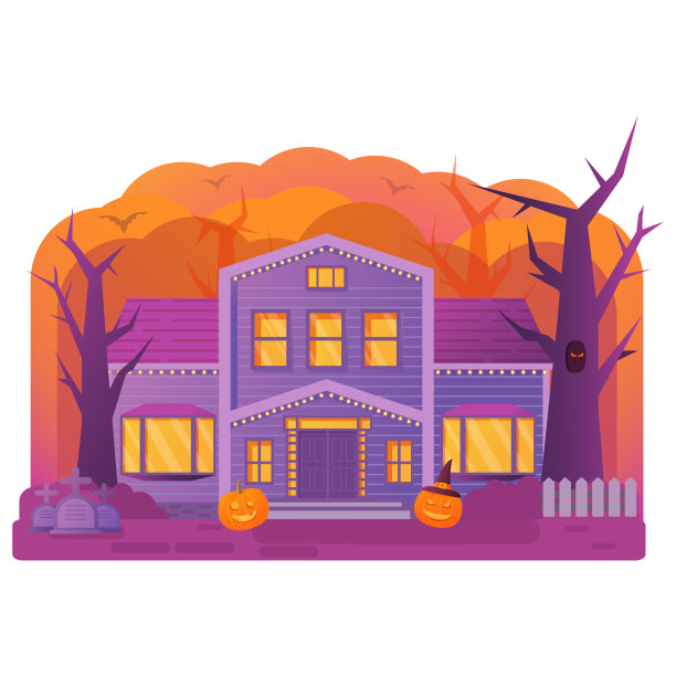 万圣节的房子。古老的墓地的墓碑。图片下载