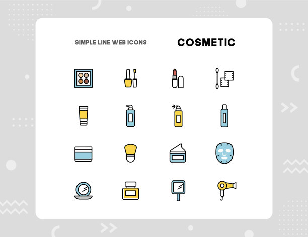 简单化妆品相关的矢量线图标包括。图片下载