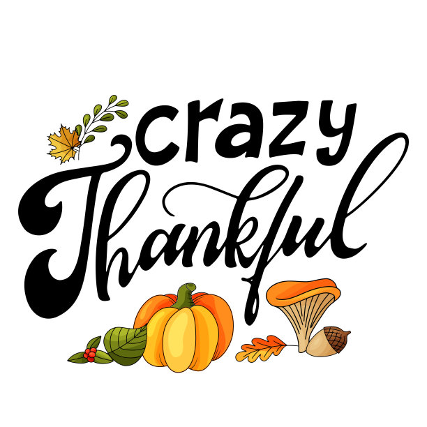 秋季假日设计。感恩节贺词短信。手绘字体设计海报，卡片，横幅。矢量插图与风雅南瓜，叶子，蘑菇图片下载