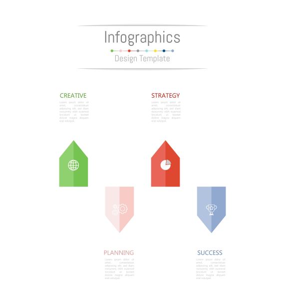 为您的业务数据提供4个选项、部分、步骤、时间表或流程的信息图表设计元素。矢量插图。图片下载