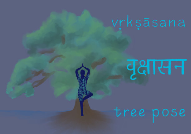 女孩在瑜伽姿势Vrikshasana图片下载