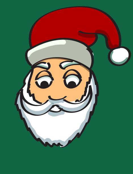 圣诞老人的脸与胡子和圣诞老人的帽子股票-插图图片下载