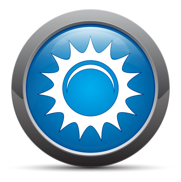 太阳图标溢价蓝色圆形按钮矢量插图图片下载