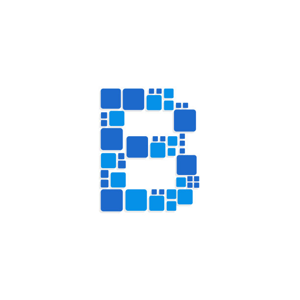 向量标志字母B蓝色块立方体图片下载