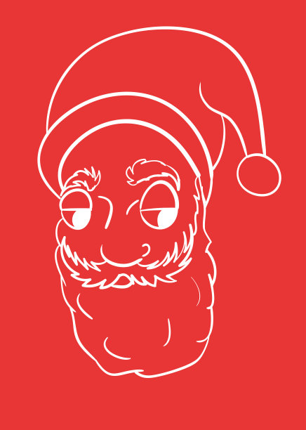 一个草图的圣诞老人与胡子和圣诞老人帽子股票-插图图片下载
