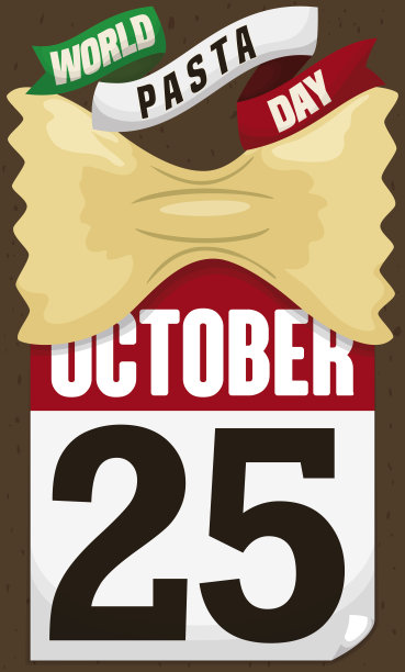日历与丝带和farfall促进世界意大利面日图片下载