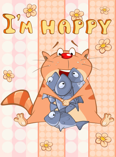 生日快乐卡片可爱的卡通人物猫。向量贺卡。快乐的时刻。祝贺图片下载