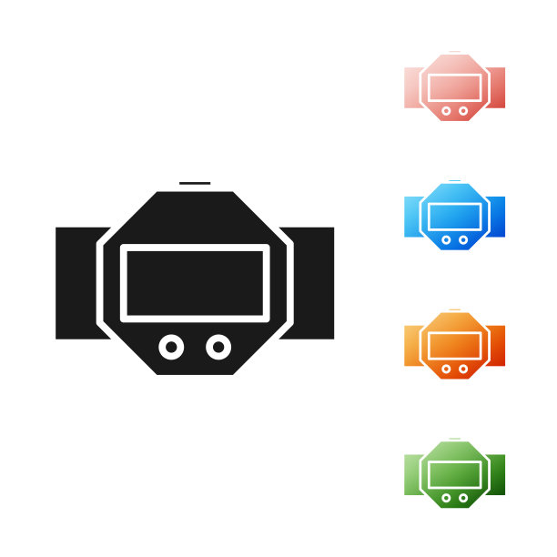 黑色潜水手表图标孤立在白色背景。在水下潜水设备。设置图标丰富多彩。矢量图图片下载