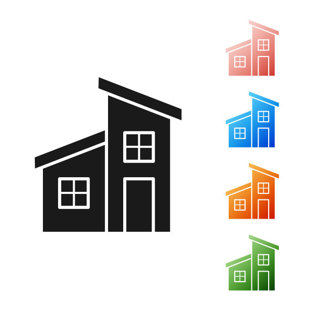 黑色的房子图标孤立在白色的背景。家的象征。设置图标丰富多彩。矢量图图片下载