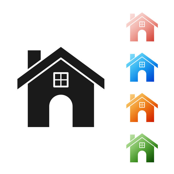 黑色的房子图标孤立在白色的背景。家的象征。设置图标丰富多彩。矢量图图片下载