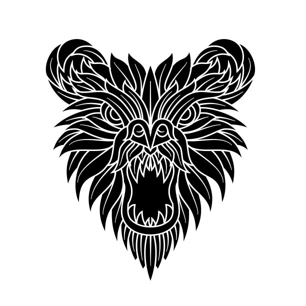 咆哮的熊头矢量剪影图片下载