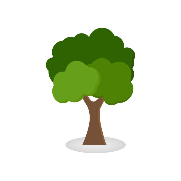 绿树肥沃的白色背景上的各种形式，设置各种树集，树木装饰花园和家庭设计。矢量插图和图标图片下载