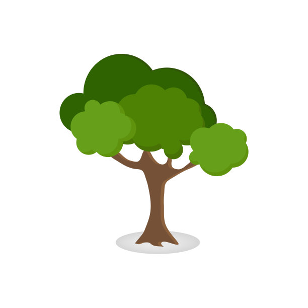 绿树肥沃的白色背景上的各种形式，设置各种树集，树木装饰花园和家庭设计。矢量插图和图标图片下载