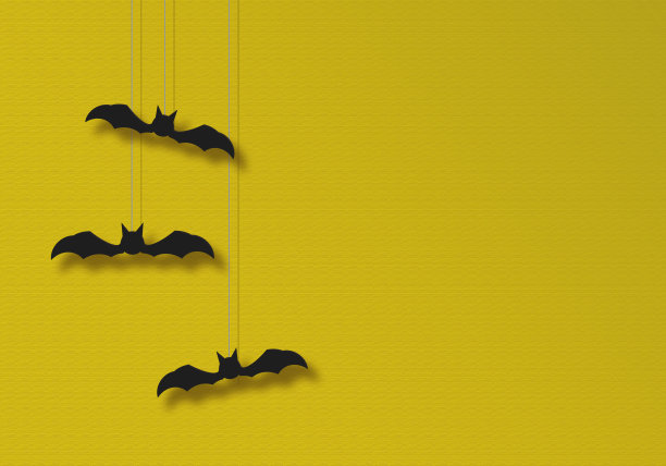 墙上挂着蝙蝠装饰的插图。图片下载