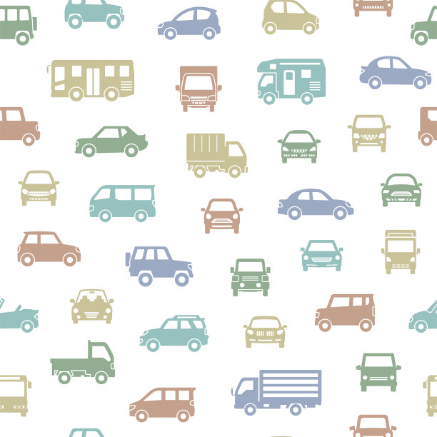 无缝背景的各种汽车图标-剪影-现代图片下载