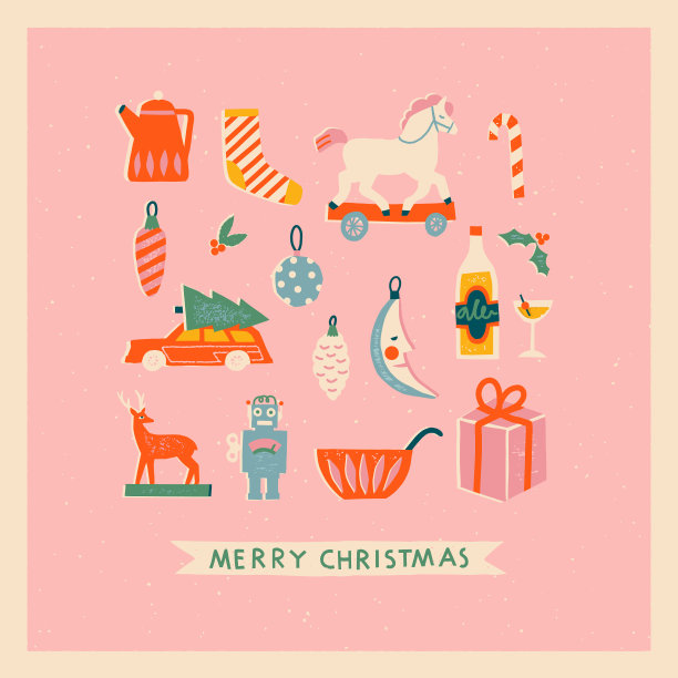 圣诞复古冬季节日卡片或海报图片下载