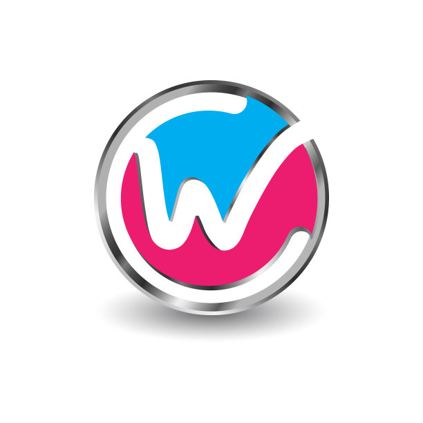 3D彩色W首字母与现代叶字母组合标志图片下载