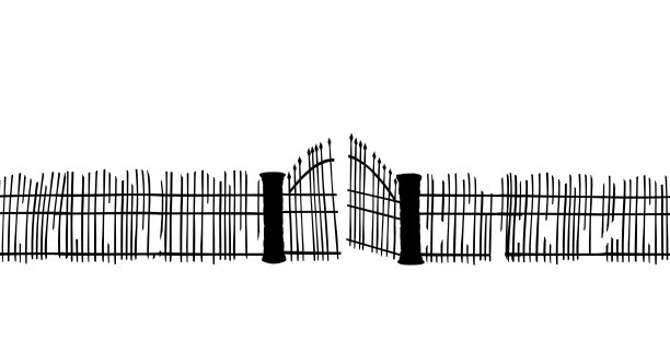墓地大门黑色的剪影孤立在白色的背景图片下载