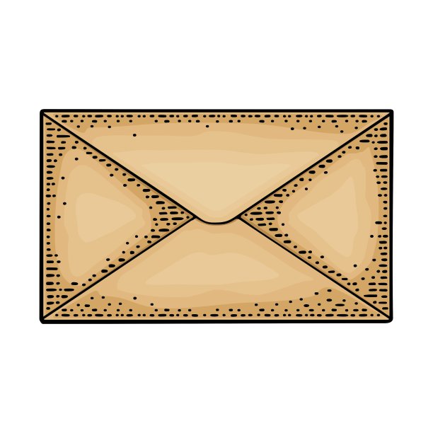 关闭牛皮纸邮件。矢量彩色复古版画图片下载