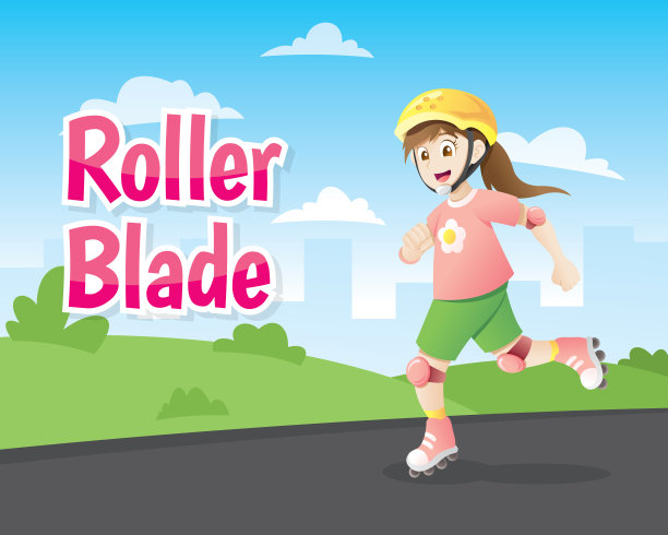 小女孩在滑旱冰图片下载