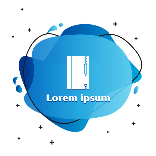 白色水下笔记本和铅笔浮潜图标孤立在白色背景。用笔在石板上写字。带有液体形状的抽象横幅。矢量图图片下载