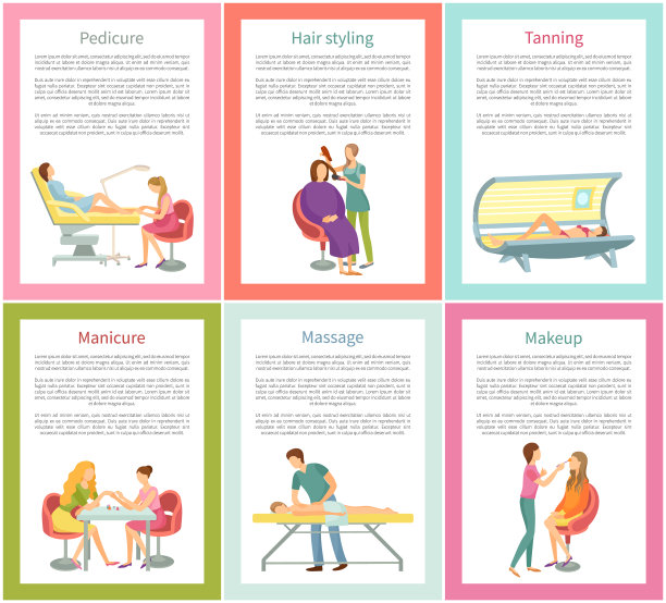 足疗和晒黑日光浴海报向量图片下载