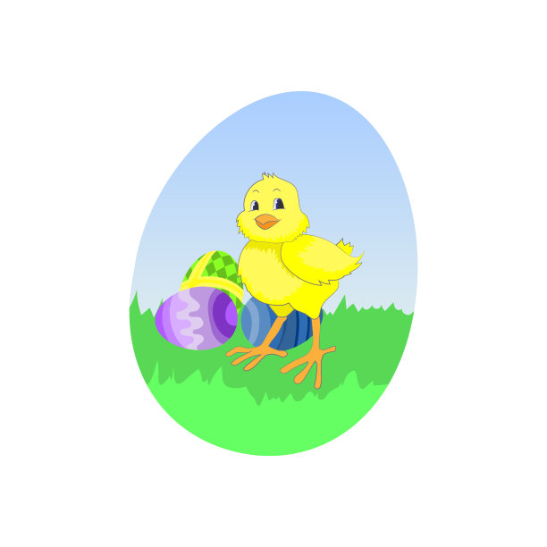 鸡和复活节彩蛋的载体图片下载