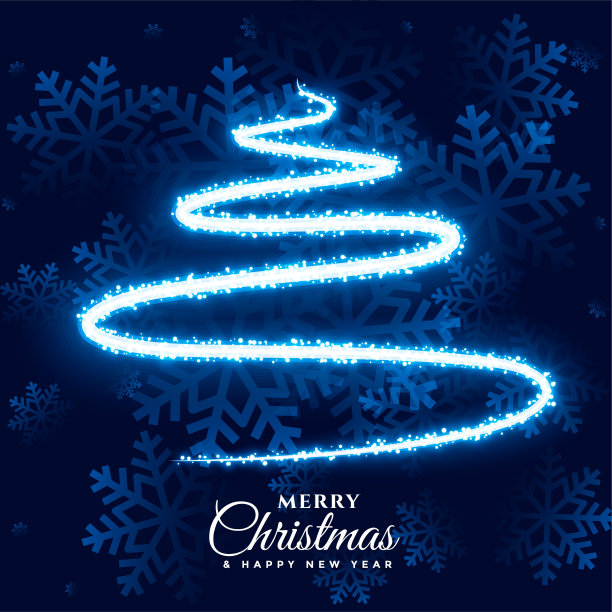 圣诞快乐，轻雪花和树的背景图片下载