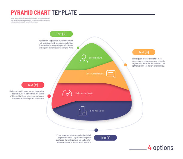 矢量信息图模板按三角形、金字塔的形状分为4部分图片下载