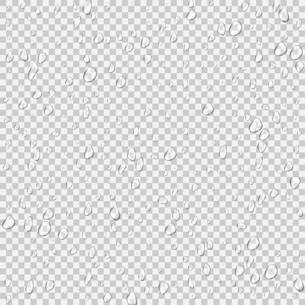 逼真的纯净和透明的水滴设置与灰色背景的阴影。矢量图图片下载