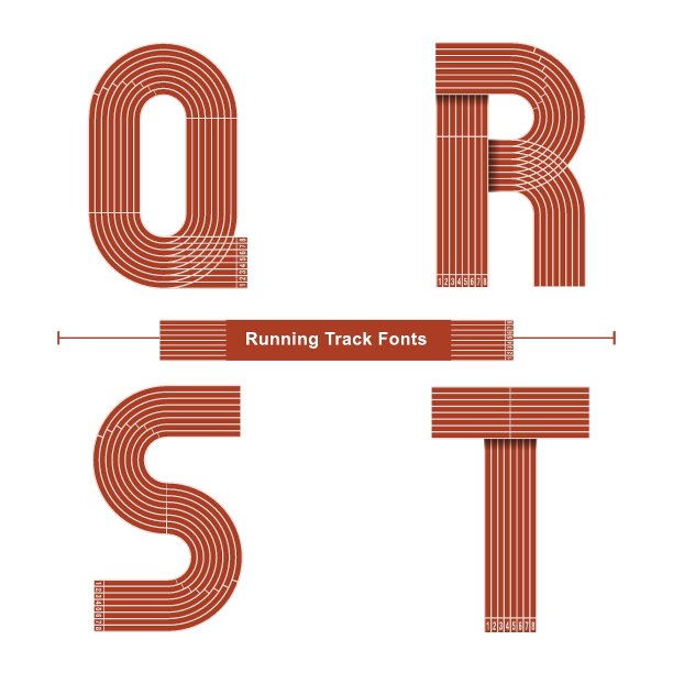 字母表跑步跑道风格在一套QRST图片下载