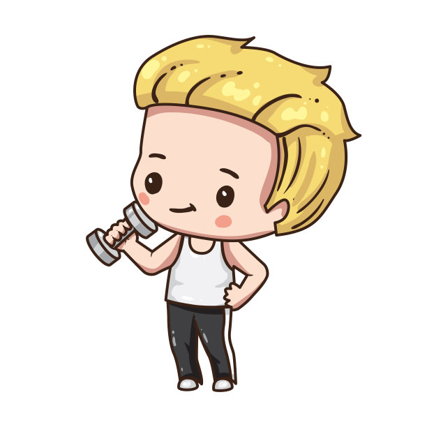 卡通男孩在运动穿孤立的白色背景。图片下载